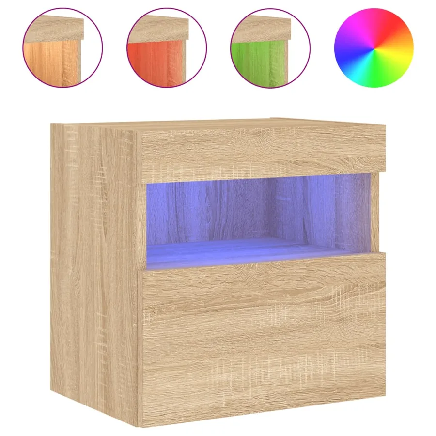 Meuble TV mural avec lumières LED chêne sonoma 40x30x40 cm - 2