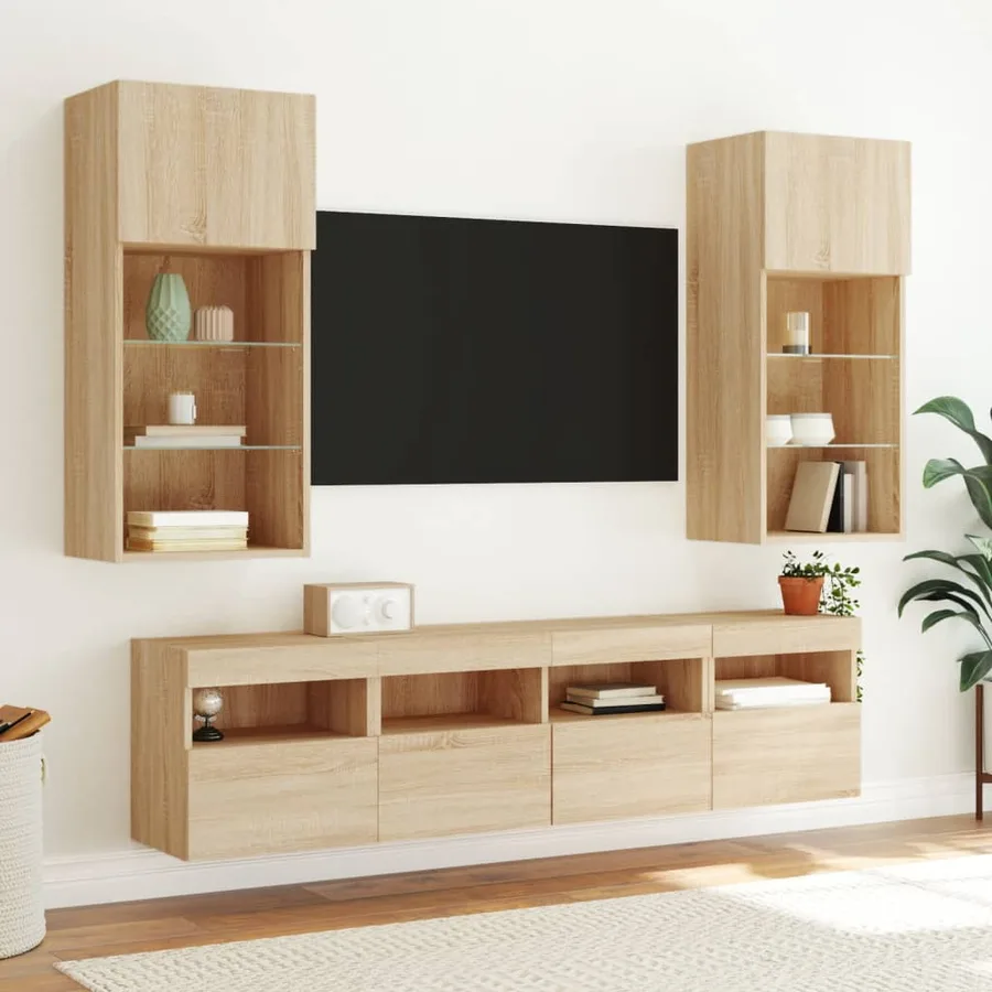 Meuble TV mural avec lumières LED chêne sonoma 40x30x40 cm - 6