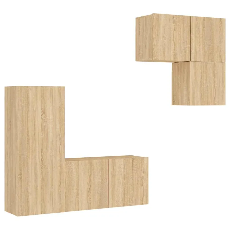 Unités murales TV 4 pcs chêne sonoma bois d'ingénierie - 2