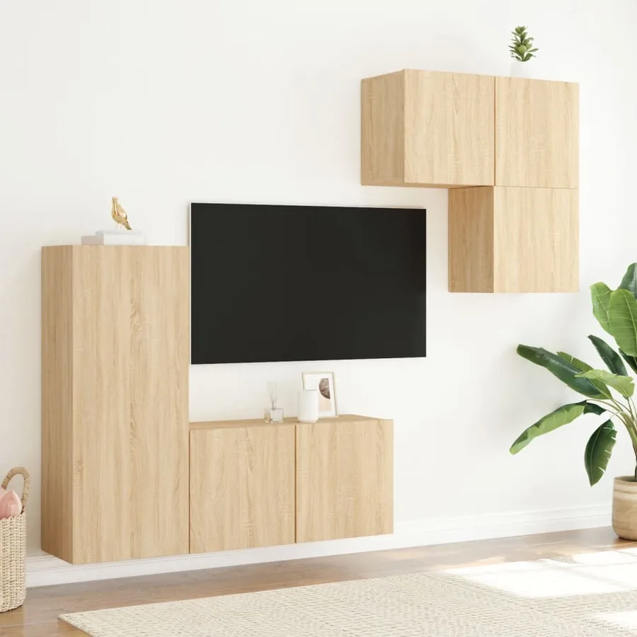 Unités murales TV 4 pcs chêne sonoma bois d'ingénierie - 3