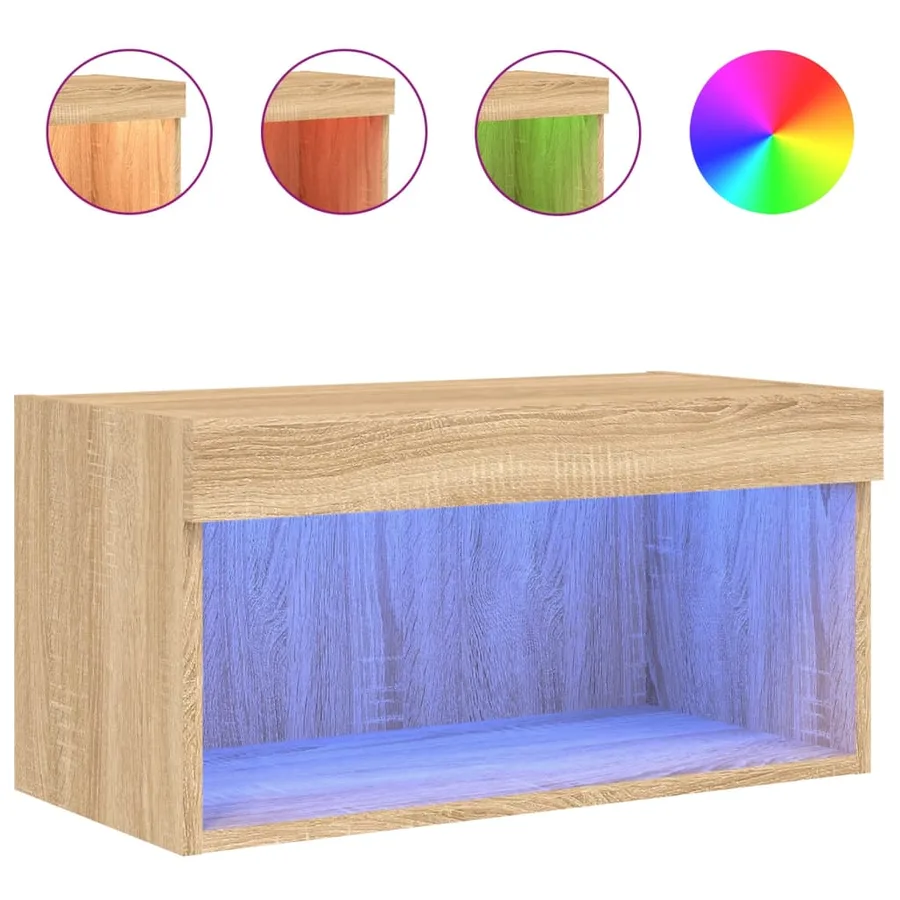 Meuble TV avec lumières LED chêne sonoma 60x30x30 cm - 2