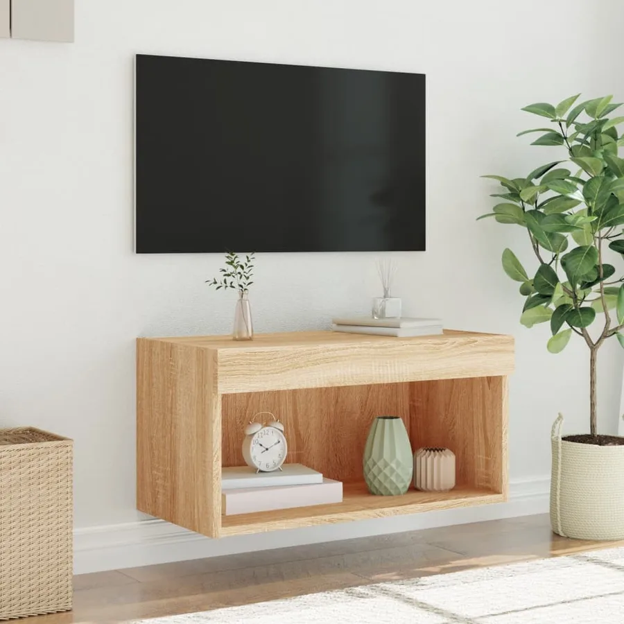 Meuble TV avec lumières LED chêne sonoma 60x30x30 cm - 5