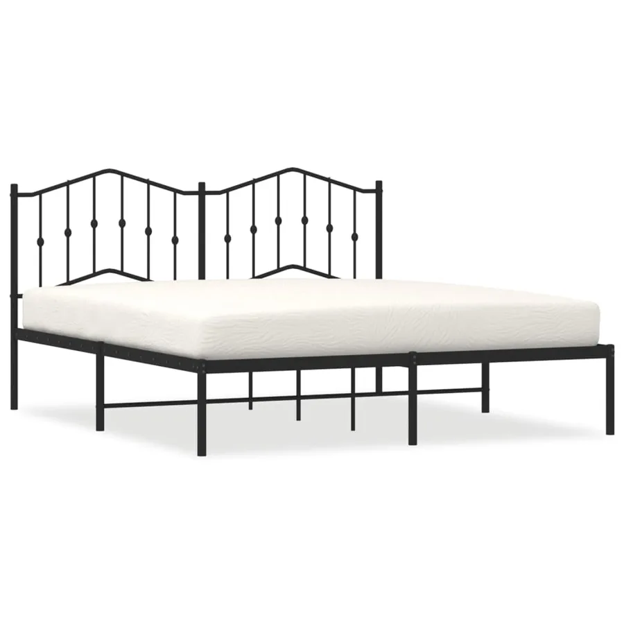 Cadre de lit métal sans matelas et tête de lit noir 180x200 cm - 2