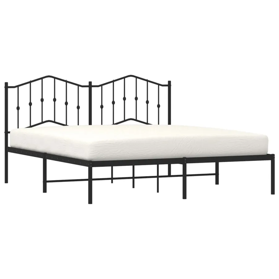 Cadre de lit métal sans matelas et tête de lit noir 180x200 cm - 3