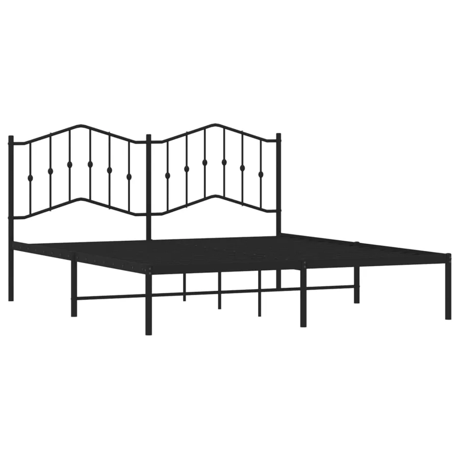 Cadre de lit métal sans matelas et tête de lit noir 180x200 cm - 4