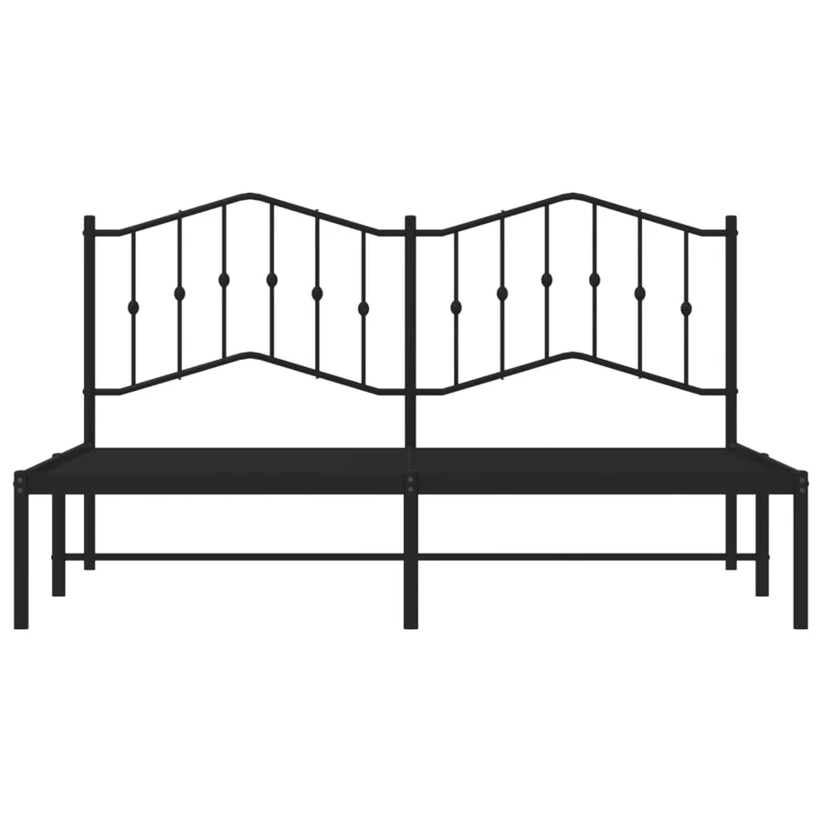 Cadre de lit métal sans matelas et tête de lit noir 180x200 cm - 5