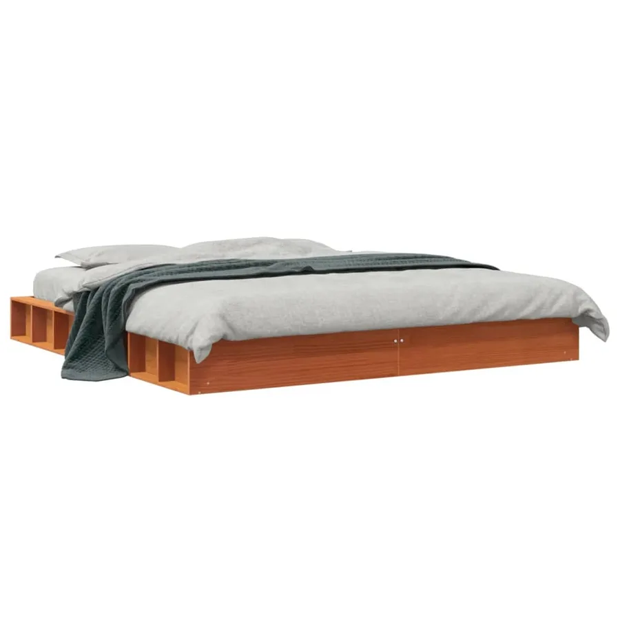 Cadre de lit sans matelas cire marron 180x200cm bois pin massif - 2