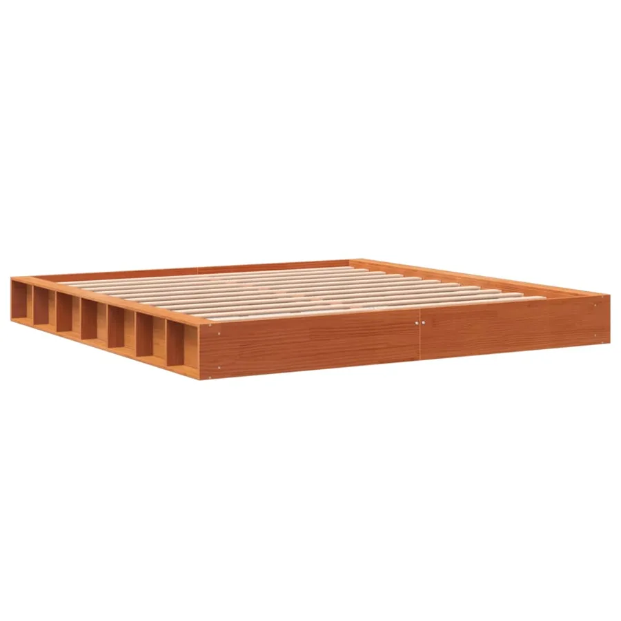 Cadre de lit sans matelas cire marron 180x200cm bois pin massif - 3
