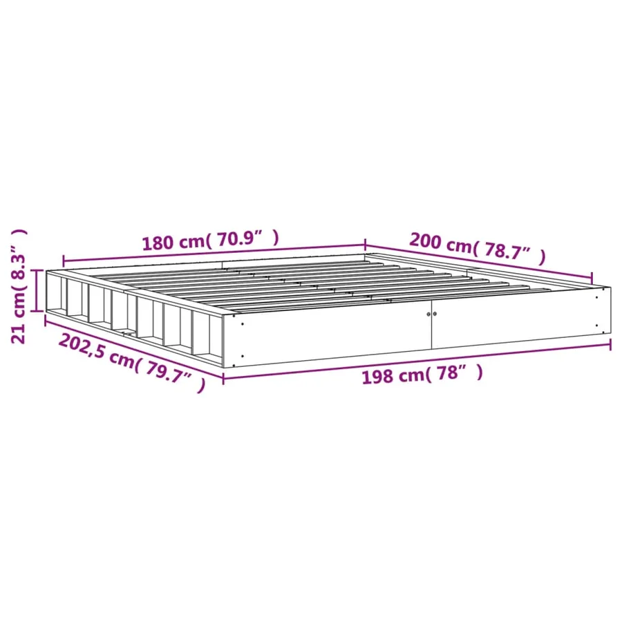 Cadre de lit sans matelas cire marron 180x200cm bois pin massif - 9