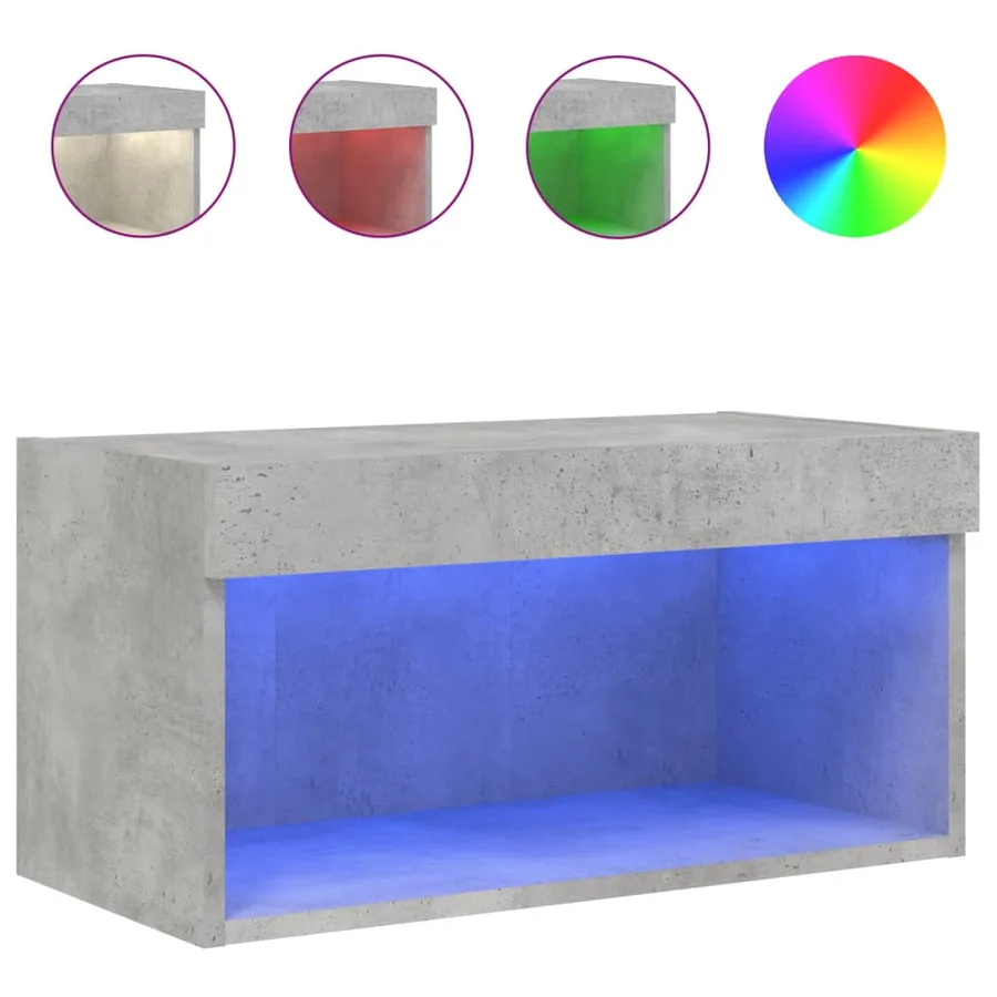 Meuble TV avec lumières LED gris béton 60x30x30 cm - 2