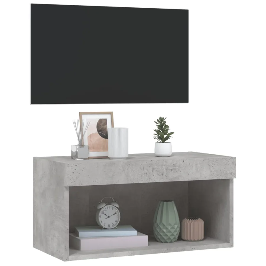 Meuble TV avec lumières LED gris béton 60x30x30 cm - 6
