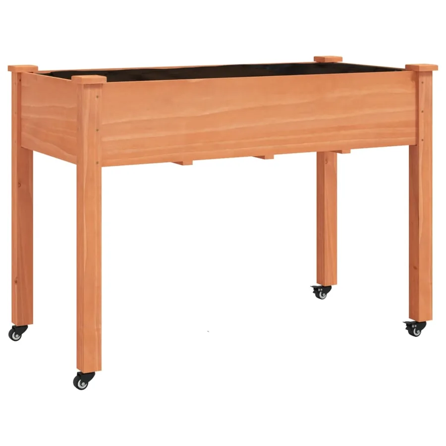 Jardinière sur roues avec doublure brun 118x59x80 cm bois sapin - 2