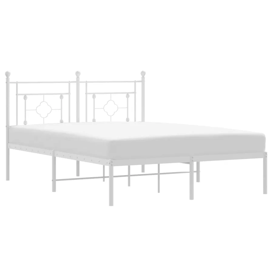 Cadre de lit métal sans matelas et tête de lit blanc 140x190 cm - 2