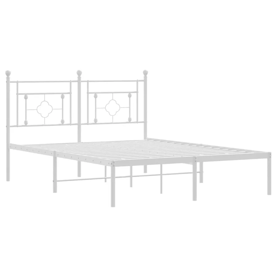 Cadre de lit métal sans matelas et tête de lit blanc 140x190 cm - 4