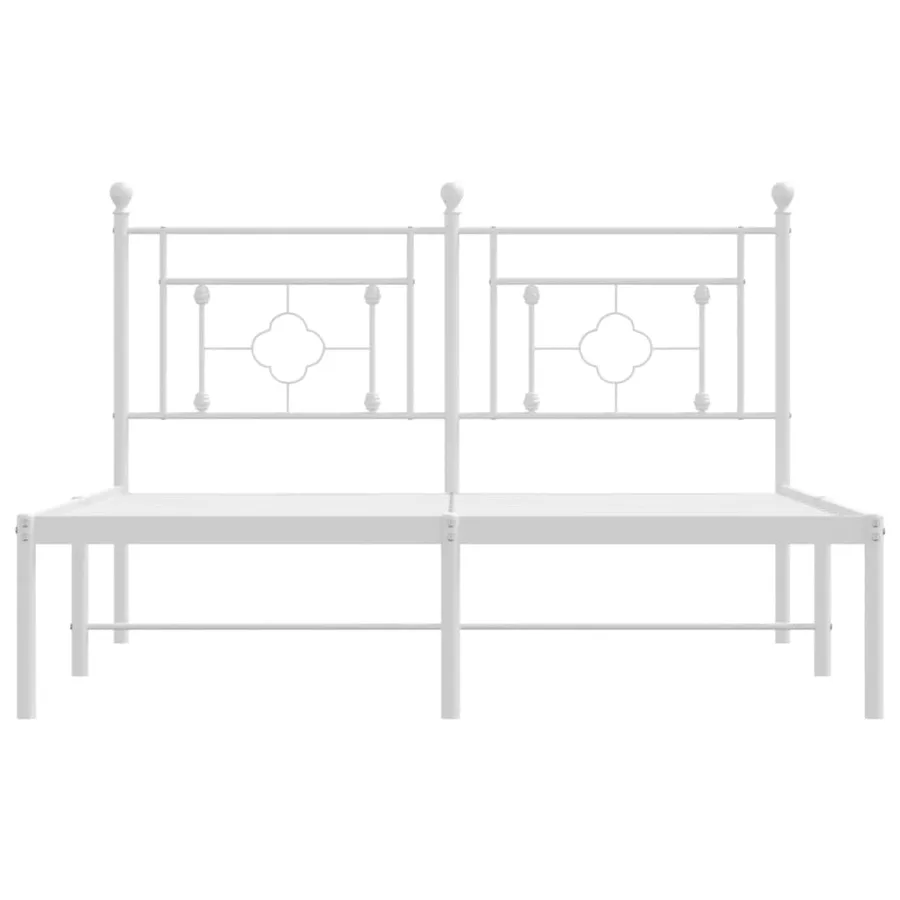 Cadre de lit métal sans matelas et tête de lit blanc 140x190 cm - 5