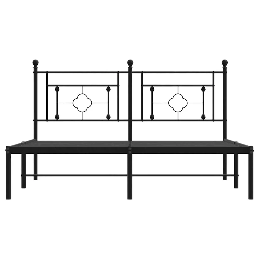 Cadre de lit métal sans matelas avec tête de lit noir 150x200cm - 6