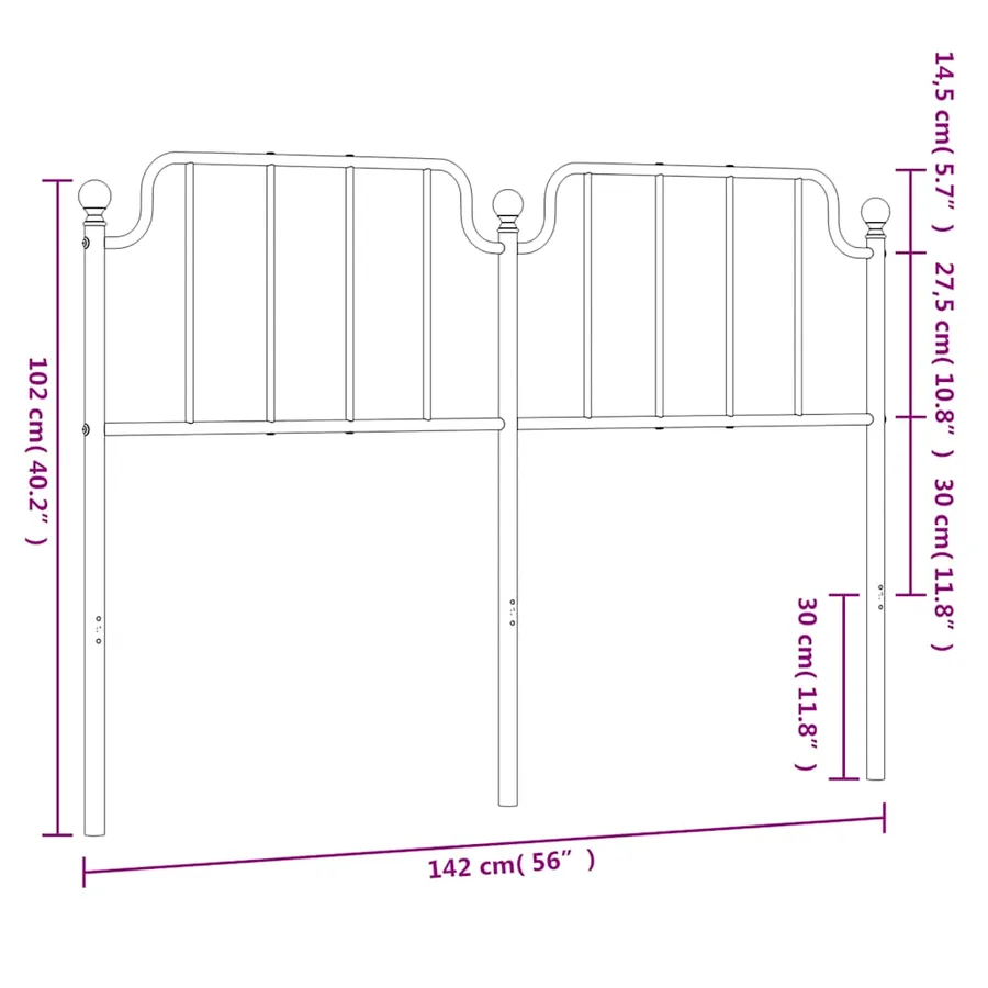Tête de lit de remplacement métal noir 135 cm - 7