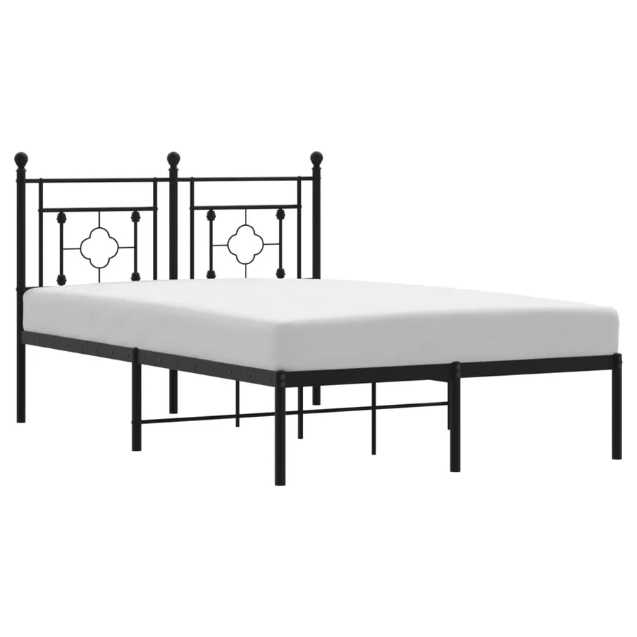 Cadre de lit métal sans matelas avec tête de lit noir 120x190cm - 2