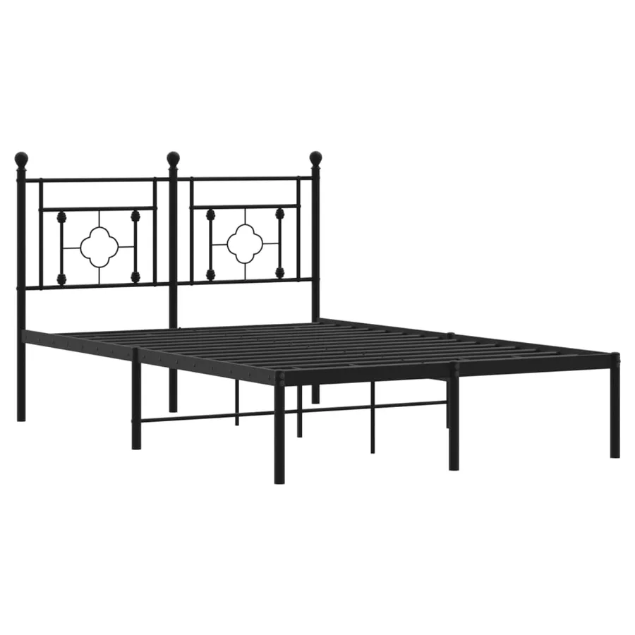 Cadre de lit métal sans matelas avec tête de lit noir 120x190cm - 4