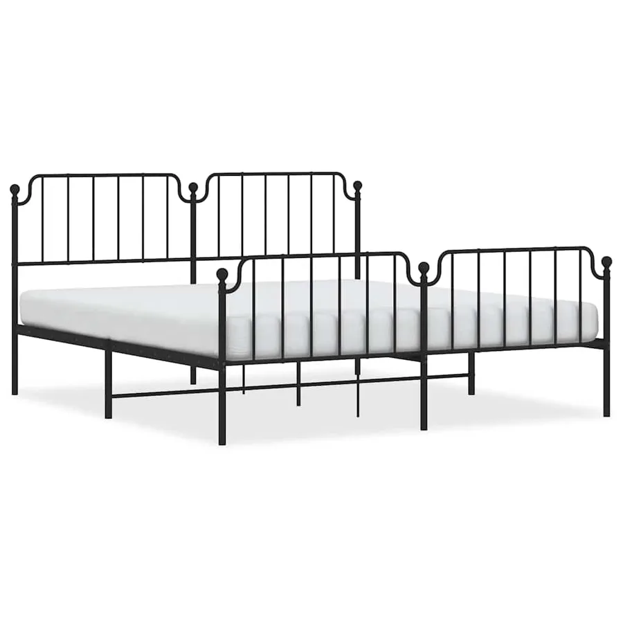 Cadre de lit métal sans matelas avec pied de lit noir 183x213cm - 2