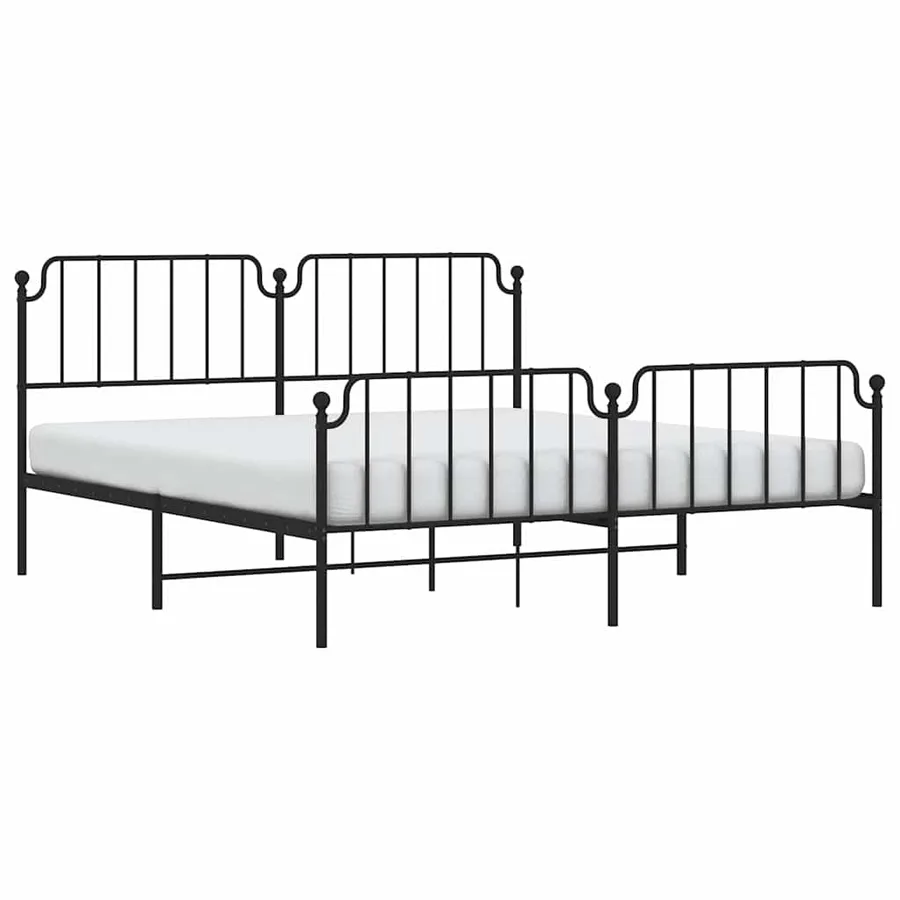 Cadre de lit métal sans matelas avec pied de lit noir 183x213cm - 4