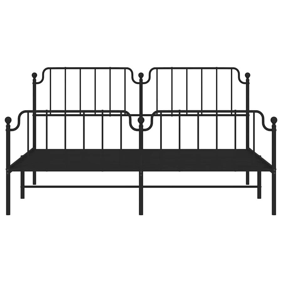 Cadre de lit métal sans matelas avec pied de lit noir 183x213cm - 6