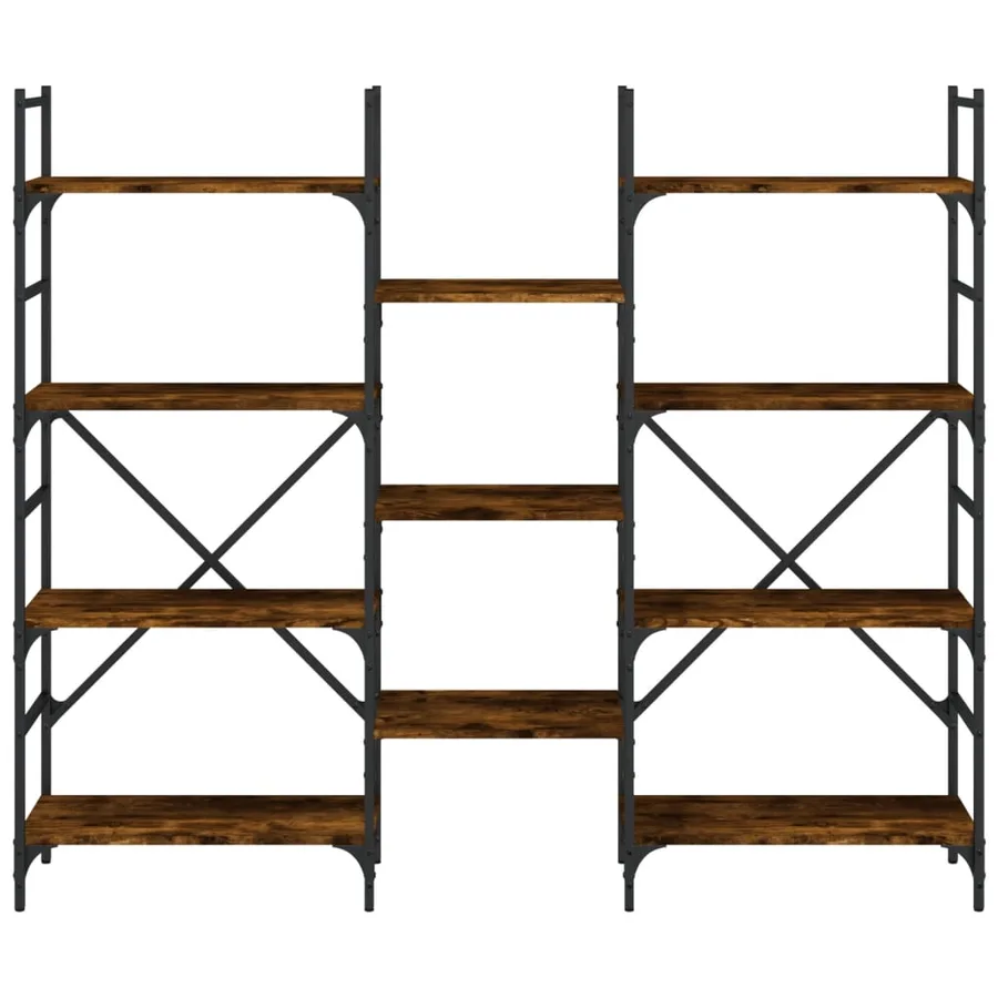 Bibliothèque chêne fumé 160x28,5x136,5 cm bois d'ingénierie - 5