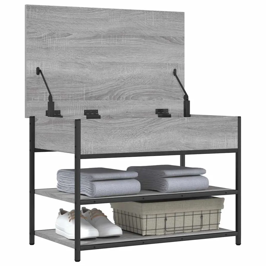 Banc à chaussures sonoma gris 70x42,5x50 cm bois d'ingénierie - 5