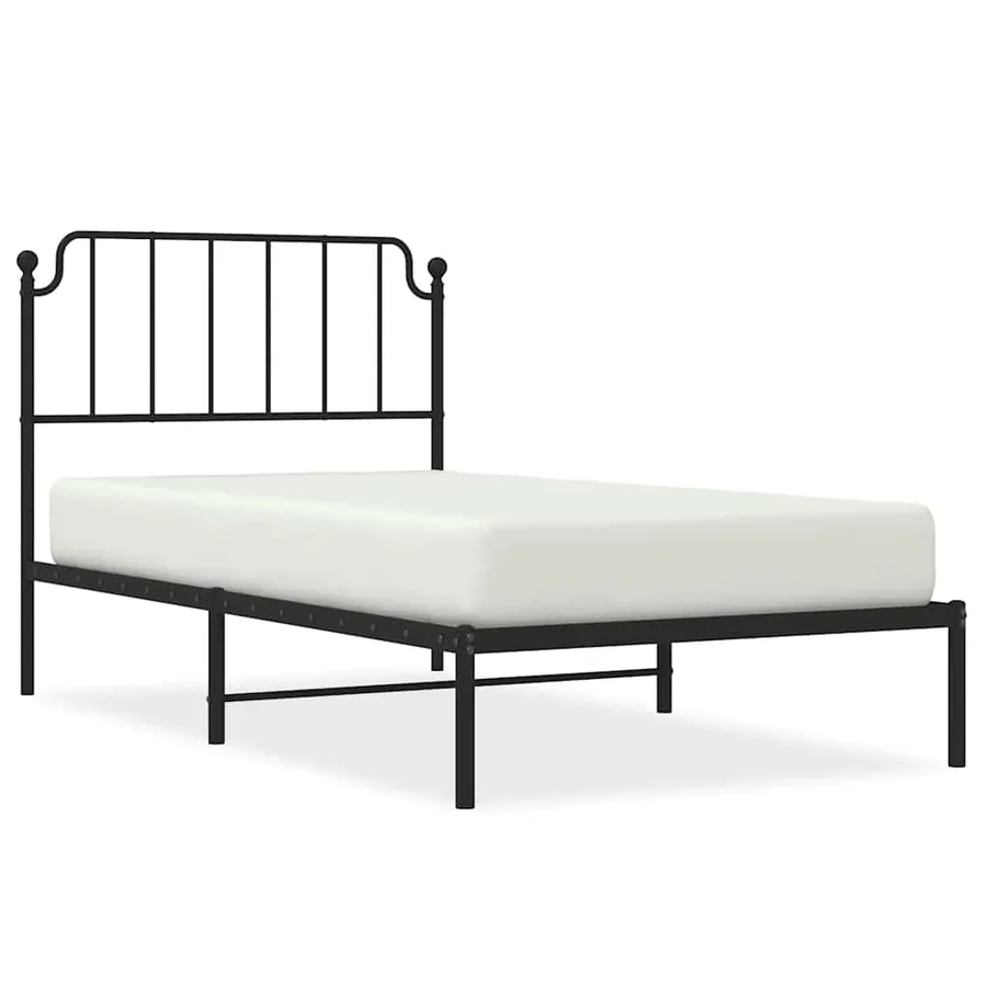 Cadre de lit métal sans matelas avec tête de lit noir 100x190cm - 2