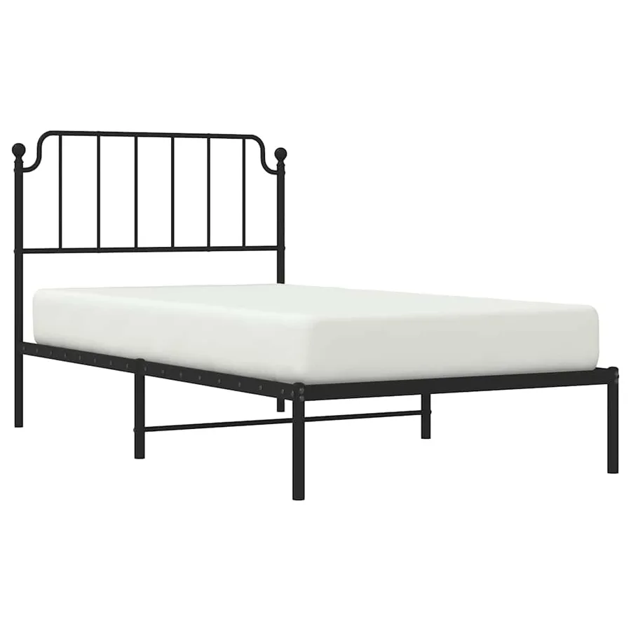 Cadre de lit métal sans matelas avec tête de lit noir 100x190cm - 4