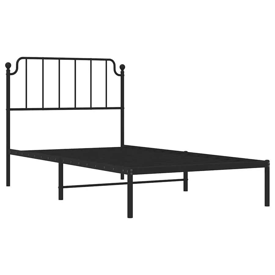 Cadre de lit métal sans matelas avec tête de lit noir 100x190cm - 5