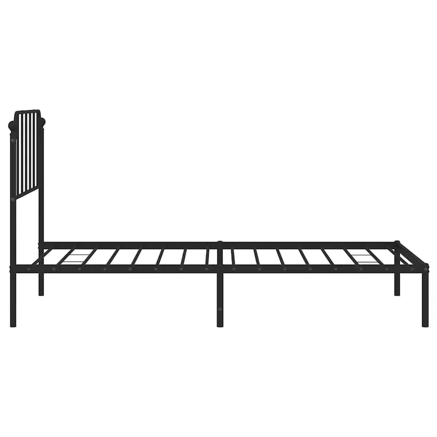 Cadre de lit métal sans matelas avec tête de lit noir 100x190cm - 7