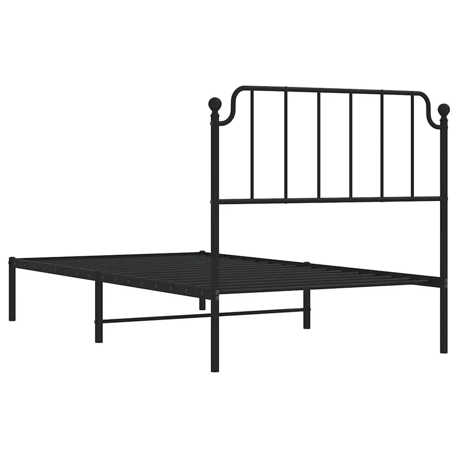 Cadre de lit métal sans matelas avec tête de lit noir 100x190cm - 8