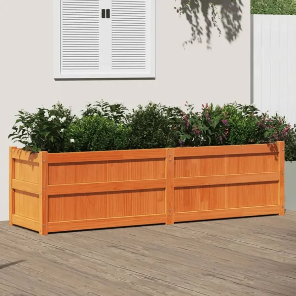 Jardinière cire marron 180x50x50 cm bois de pin massif