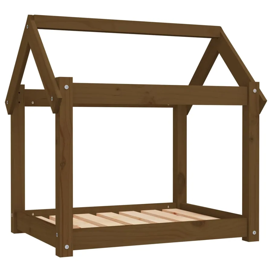 Lit pour chien Marron miel 71x55x70 cm Bois de pin solide - 2
