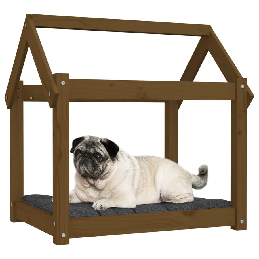 Lit pour chien Marron miel 71x55x70 cm Bois de pin solide - 4