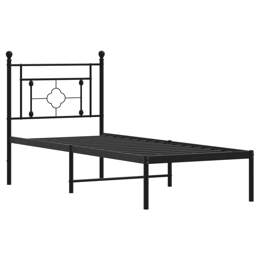 Cadre de lit métal sans matelas avec tête de lit noir 75x190 cm - 4