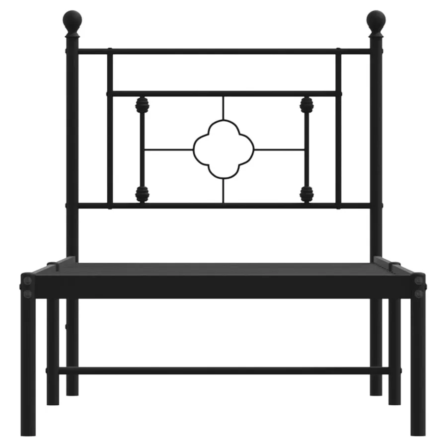 Cadre de lit métal sans matelas avec tête de lit noir 75x190 cm - 5