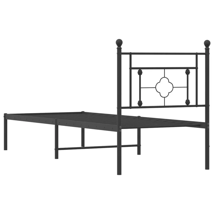 Cadre de lit métal sans matelas avec tête de lit noir 75x190 cm - 7