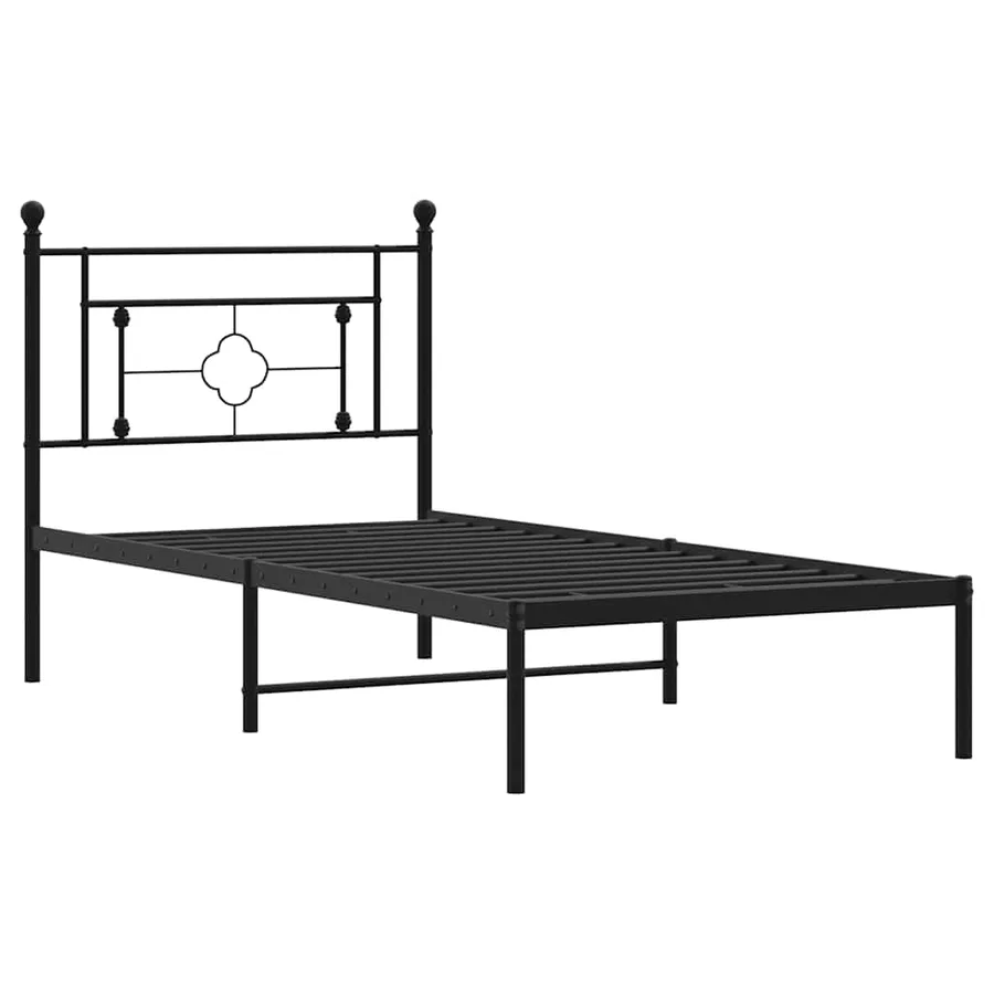 Cadre de lit métal sans matelas avec tête de lit noir 100x200cm - 4