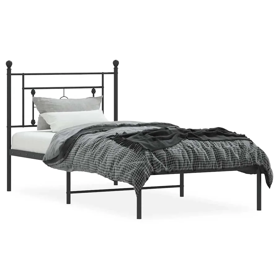 Cadre de lit métal sans matelas avec tête de lit noir 100x200cm - 5