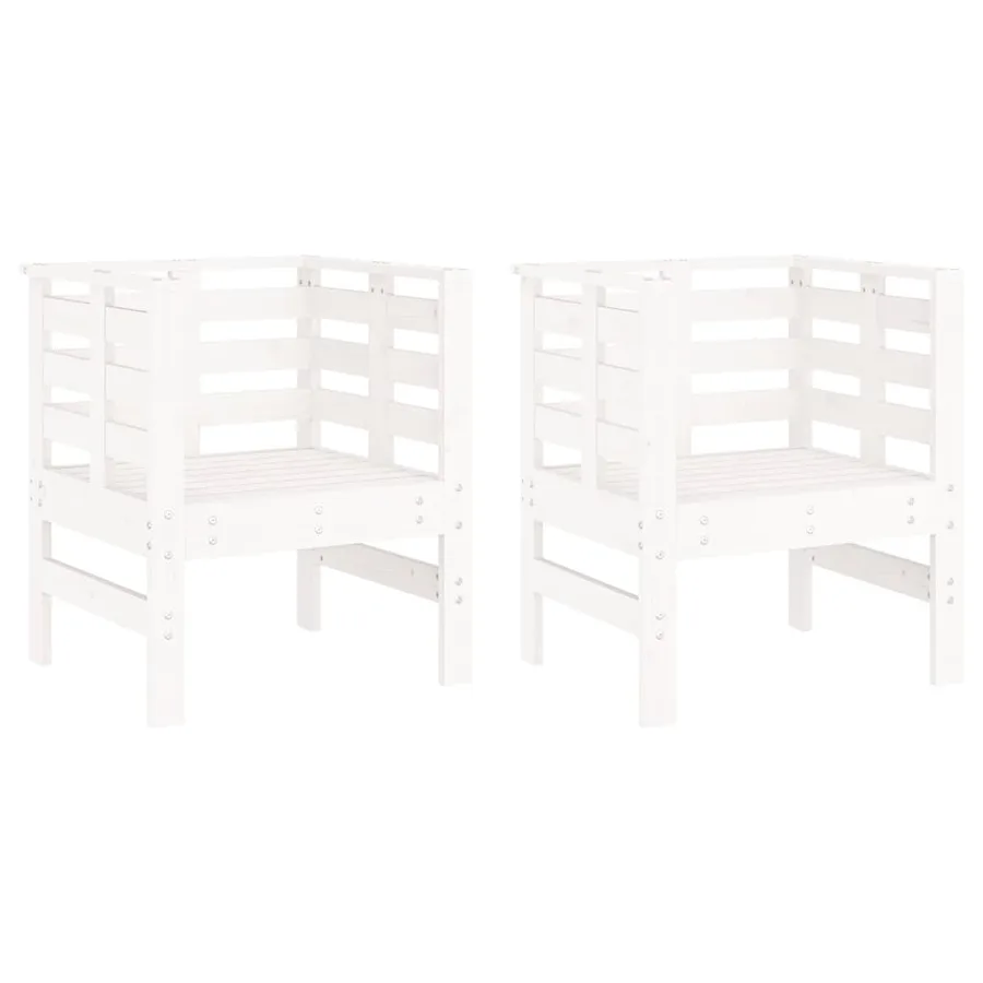 Chaises de jardin lot de 2 blanc 61,5x53x71 cm bois pin massif - 2