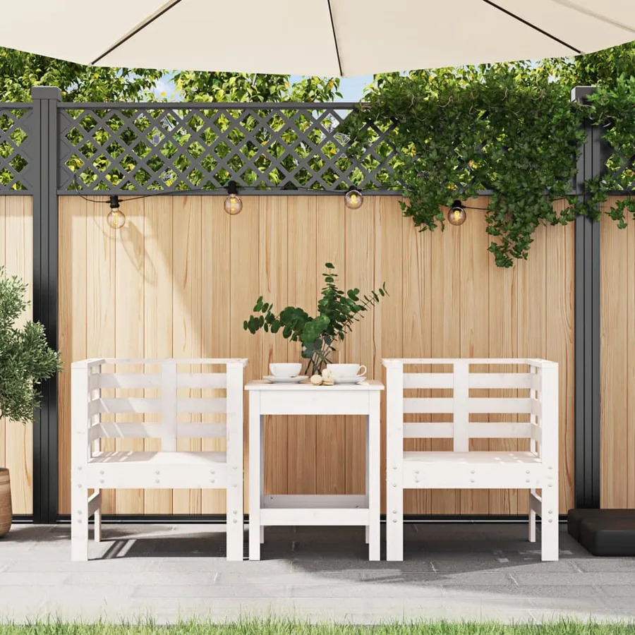 Chaises de jardin lot de 2 blanc 61,5x53x71 cm bois pin massif - 3