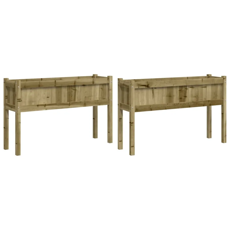 Jardinières 2 pcs avec pieds bois de pin imprégné - 2