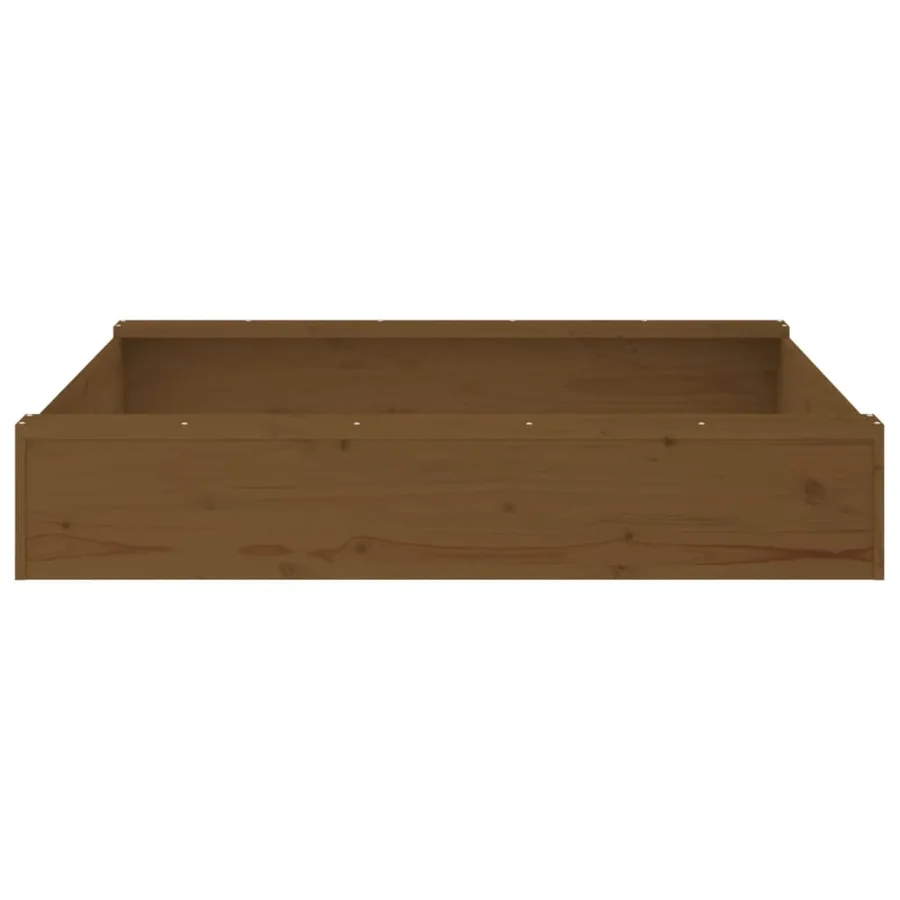 Bac à sable avec sièges marron miel carré bois de pin massif - 5
