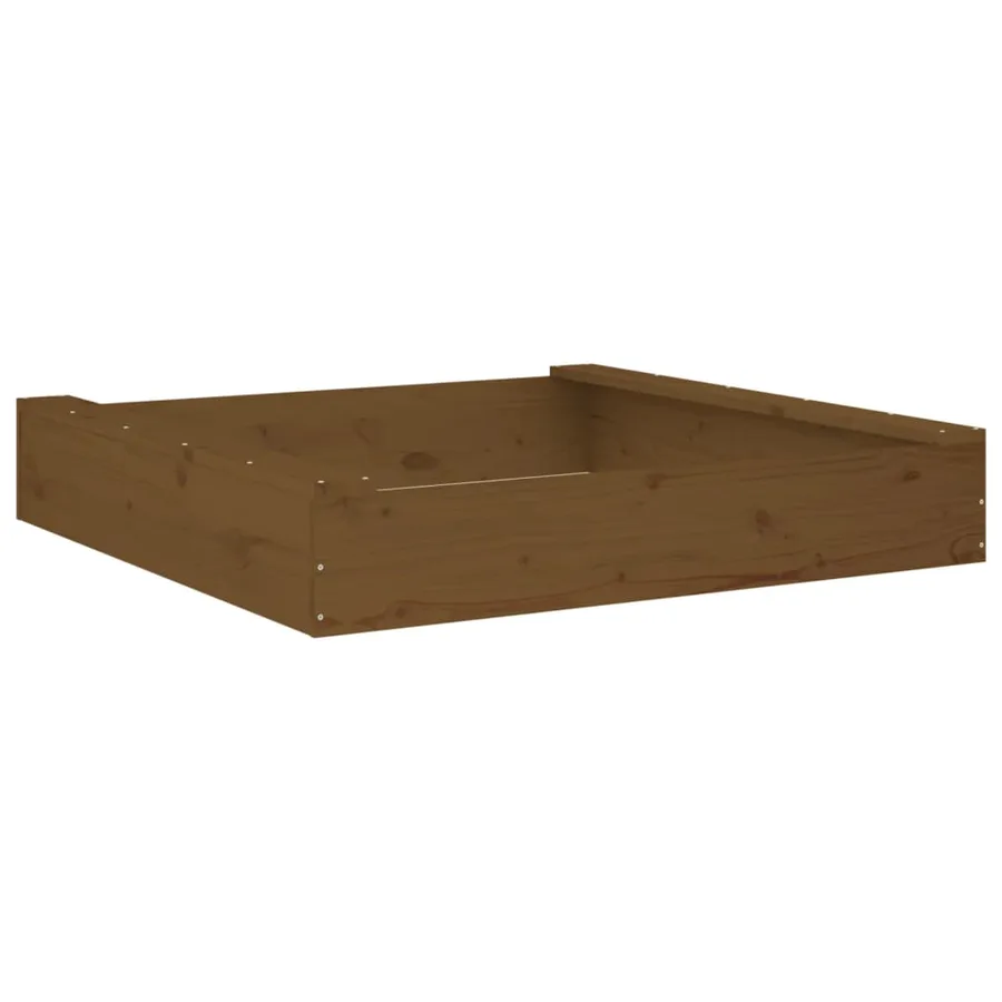 Bac à sable avec sièges marron miel carré bois de pin massif - 6