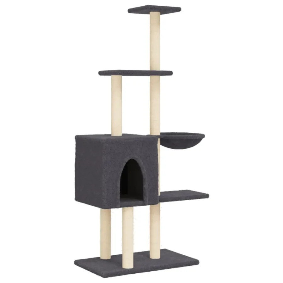 Arbre à chat avec griffoirs en sisal Gris foncé 145 cm - 2