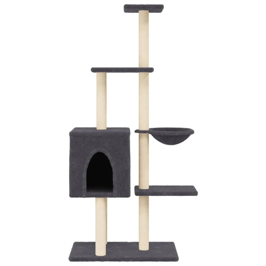 Arbre à chat avec griffoirs en sisal Gris foncé 145 cm - 4