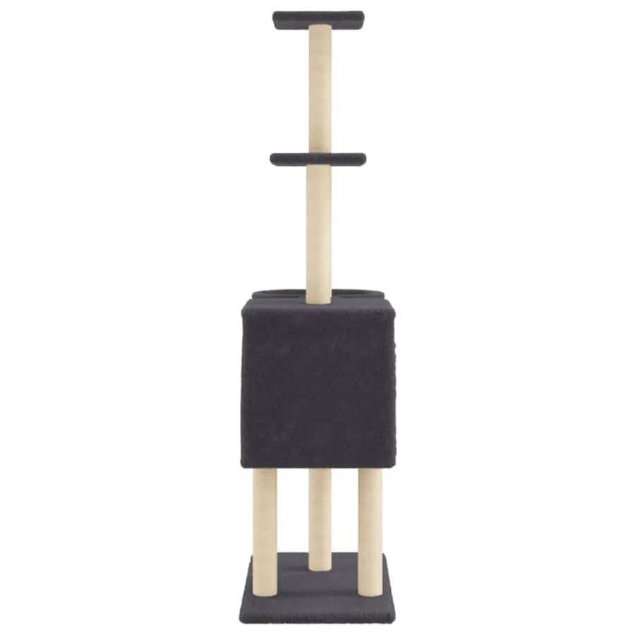 Arbre à chat avec griffoirs en sisal Gris foncé 145 cm - 5