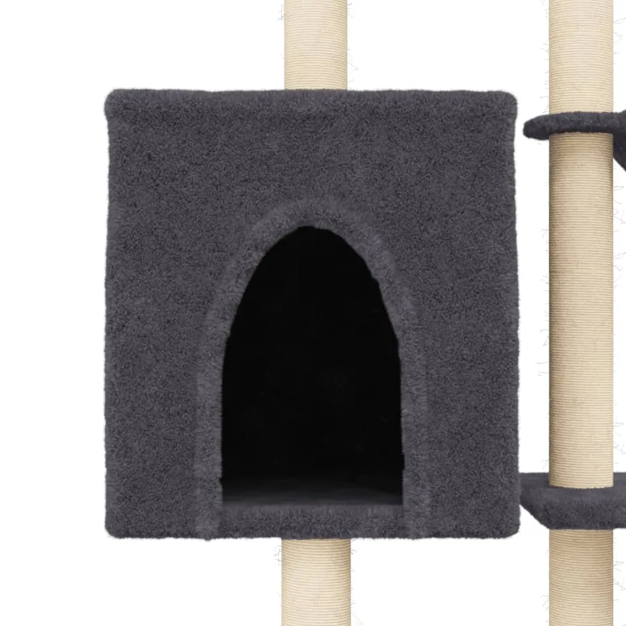 Arbre à chat avec griffoirs en sisal Gris foncé 145 cm - 7